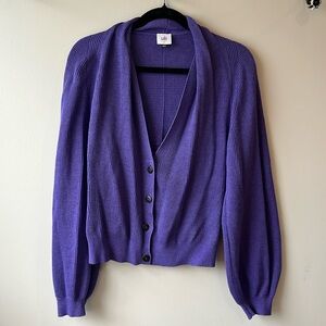 Cabi beautiful purple cardigan balloon style sleeve small